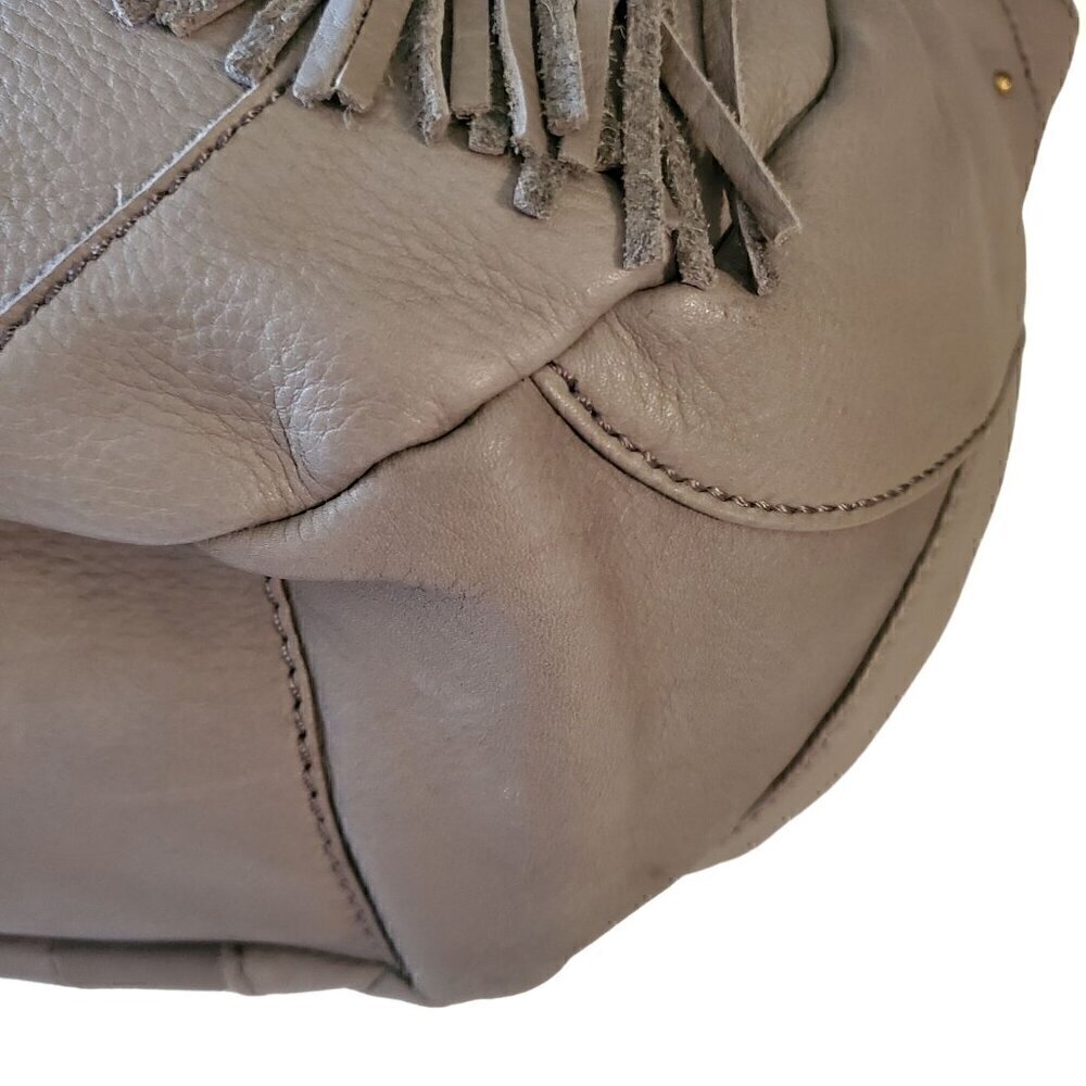 HOBO Crescent Shaped Gray Leather Bag, Woman's Grey Shoulder Bag - Picture 6 of 11